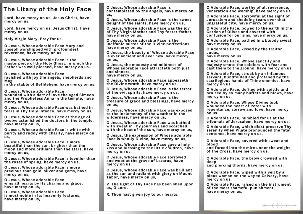 Litany of the Holy Face of Jesus Devotion download and print