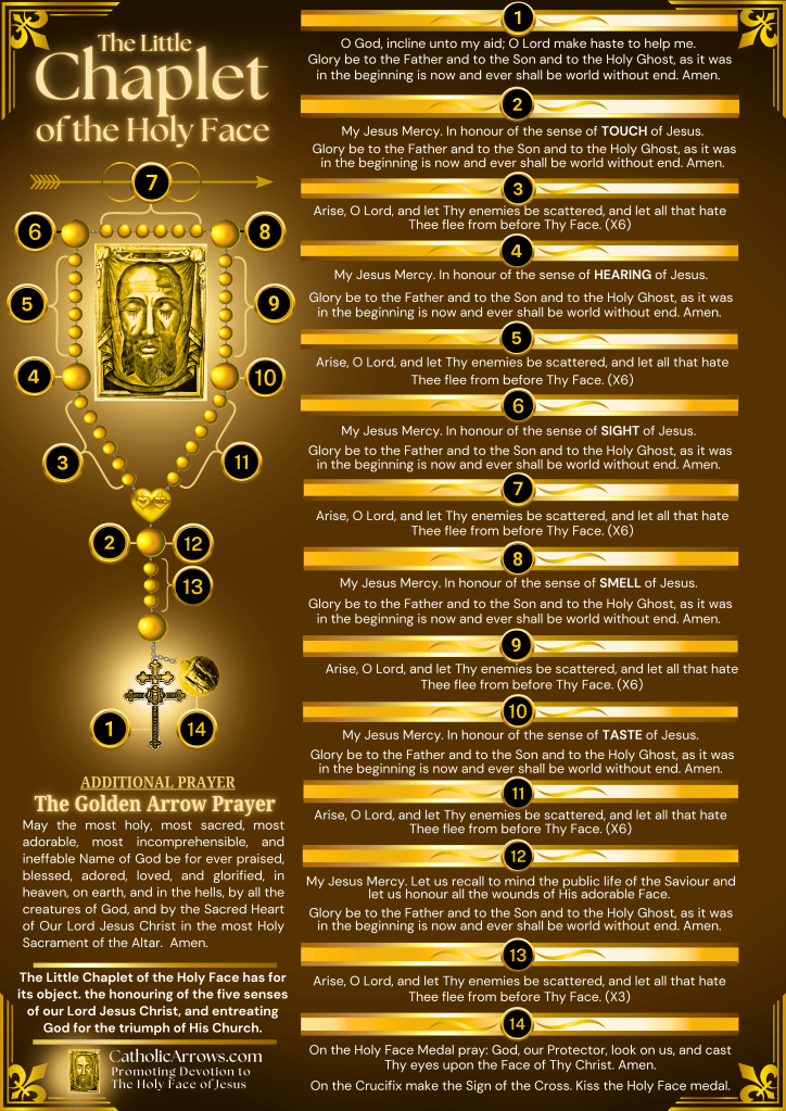 How to pray the Little Chaplet of the Holy Face of Sister Mary of St. Peter